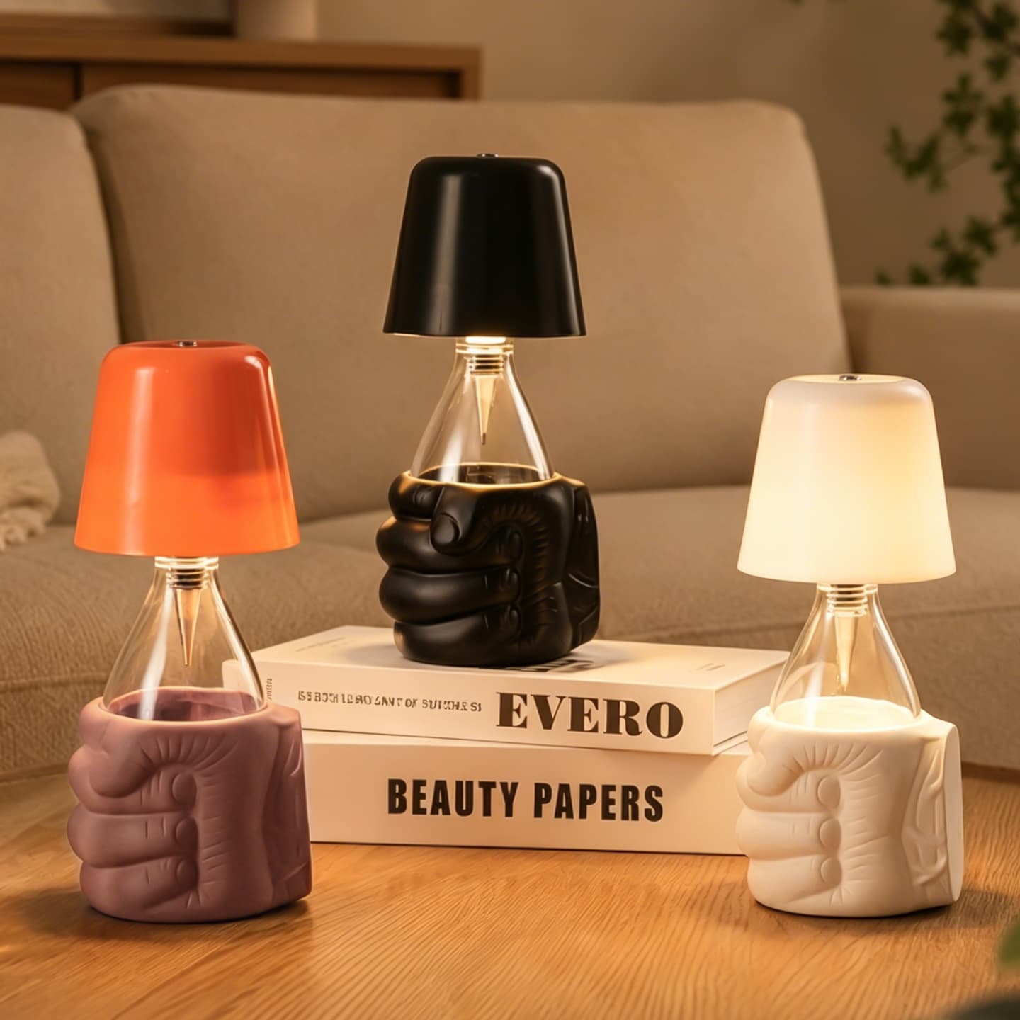 Creative Fist Wine Bottle Night Light Ambient Lamp for Restaurant, Cafe, Bar, Camping, Bedside, Touch Control Decorative Piece