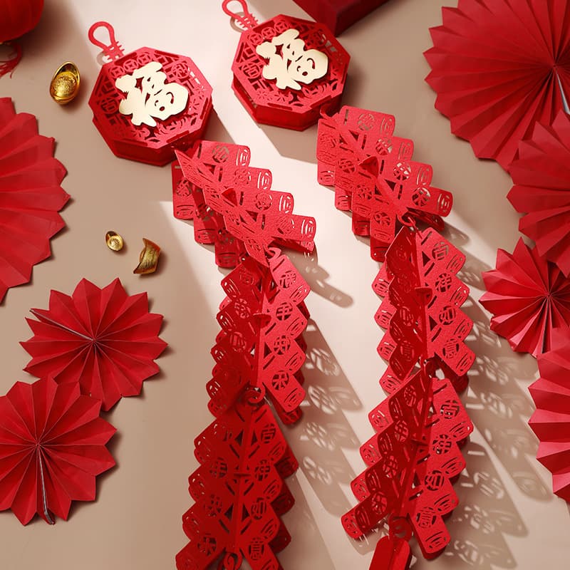 New Year Decorations 2024 Spring Festival Dragon Year Firecracker Pendant Fu Character Home Indoor Decor Arrangement Supplies