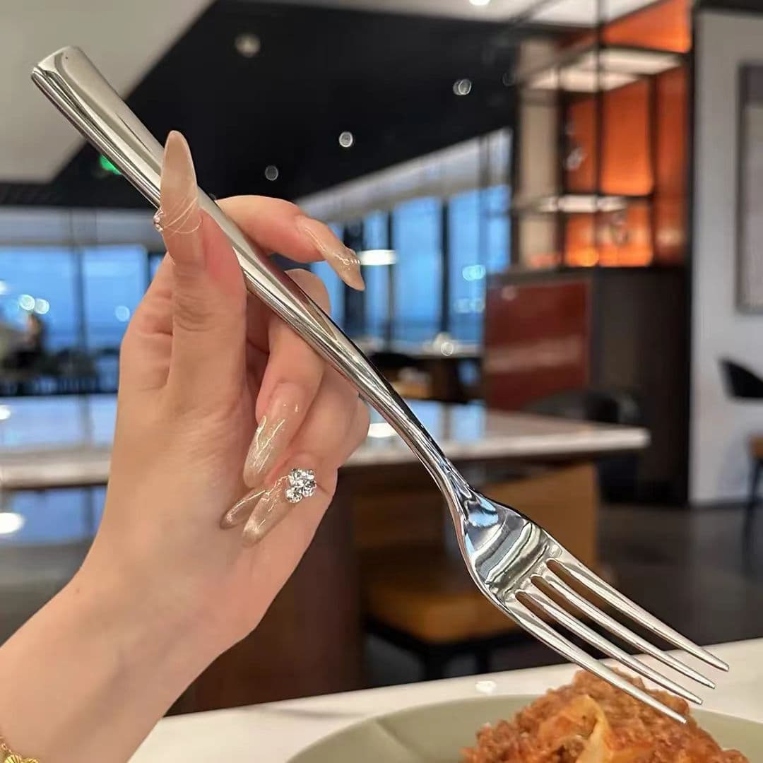 New Food-Grade Stainless Steel Western Dinner Fork with Thick Handle Korean Style Creative Restaurant Fork