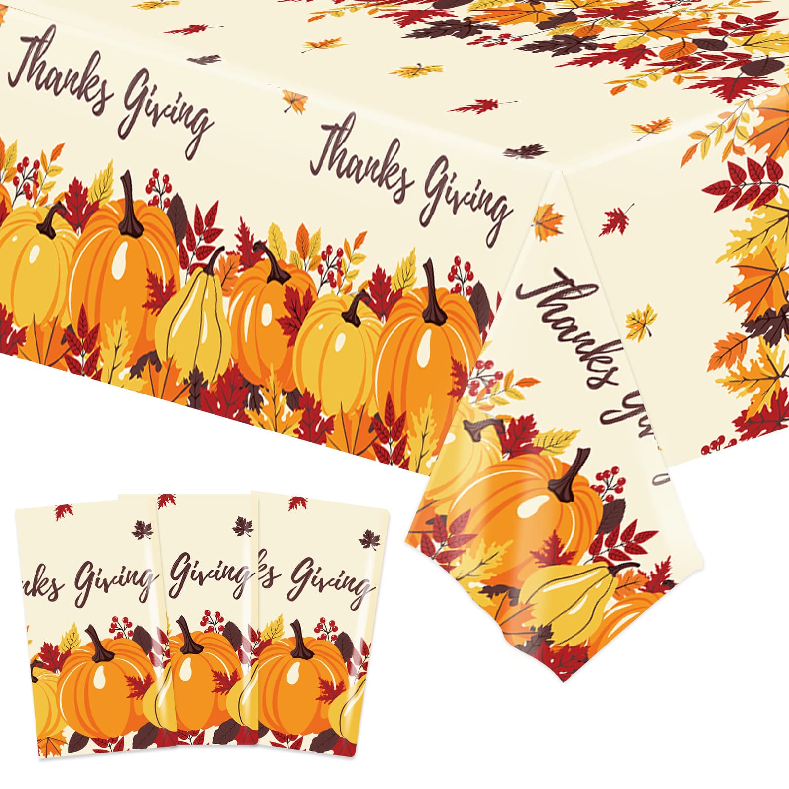 Cross-border New Thanksgiving Autumn Pumpkin Maple Leaf Disposable Tablecloth Party Holiday Decoration Arrangement Plastic Table Cover