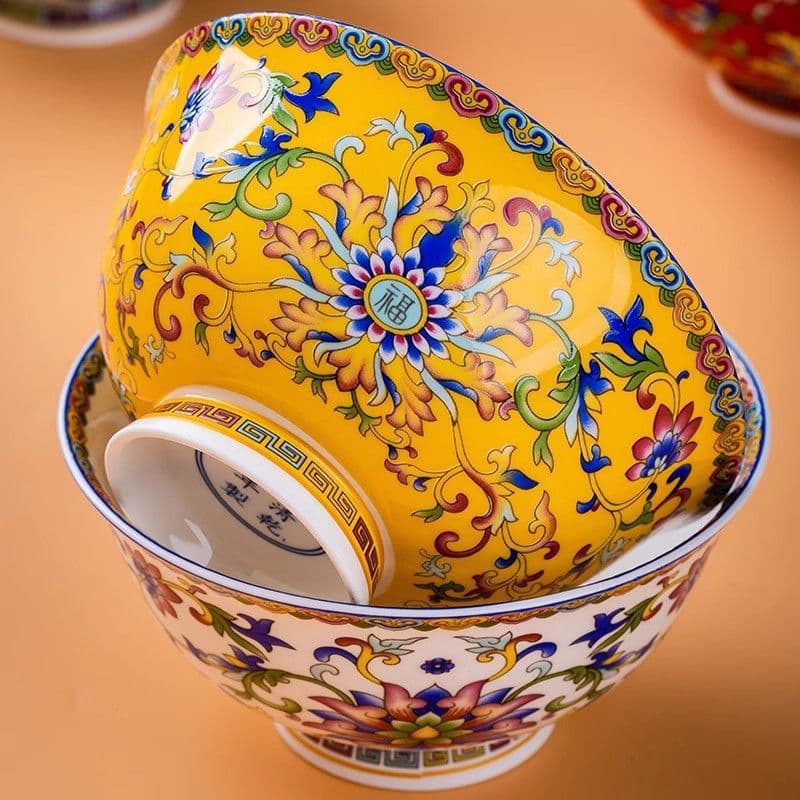 Enamel Color Rice Bowl Bone China Bowl 2026 Home Clearance Bowl Noodle Bowl Large Bowl Ceramic Bowl Household Dining