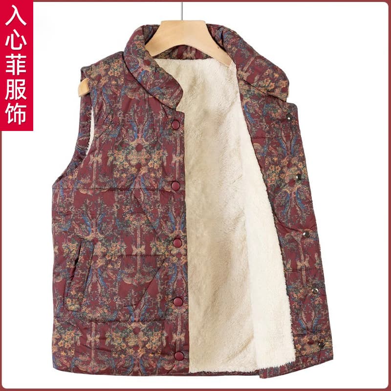 Old lady's vest, autumn and winter clothes for the elderly, grandma's winter clothing, warm cotton vest, mother's winter vest, elderly women's clothing
