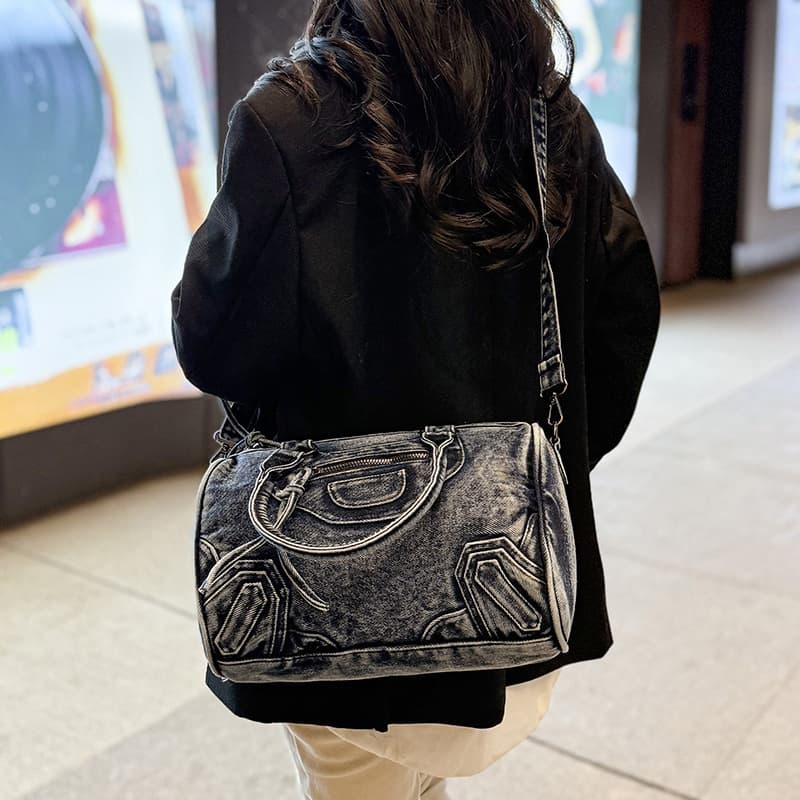 Large Capacity Washed Denim Handbag for Women 2025 New Retro Shoulder Crossbody Bag Casual Tote Bag