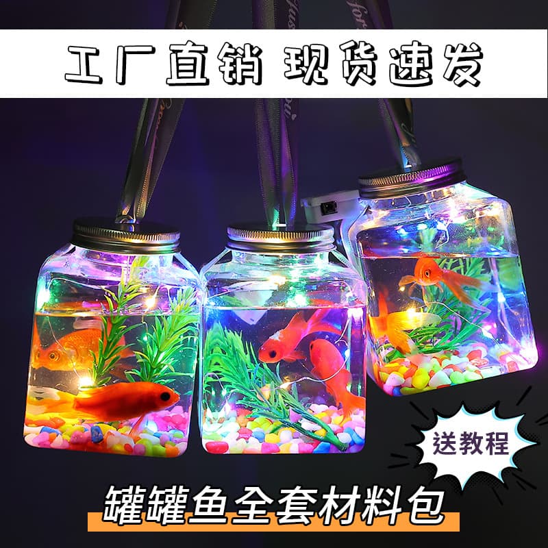 Toy Net Red Can Fish Full Set Douyu Plastic Ornamental Fish Glowing Stall Toy Wholesale Goldfish