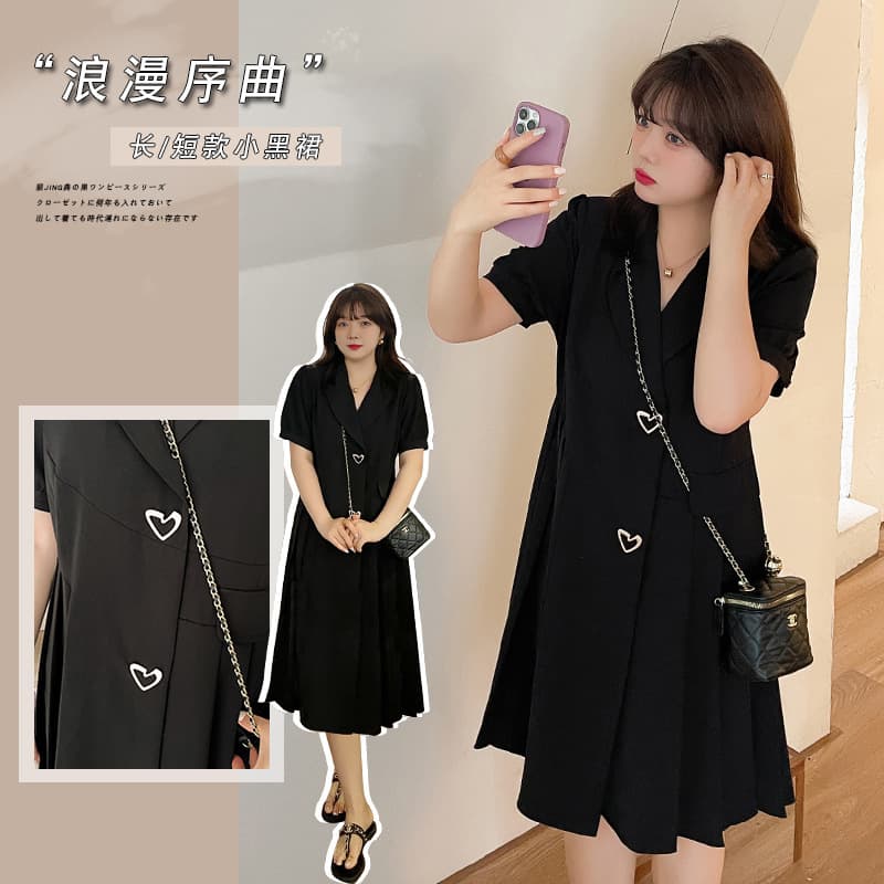 7609 Plus Size French Vintage Long and Short Pleated Dress Summer New Style Flattering and Elegant Suit Skirt-bfd