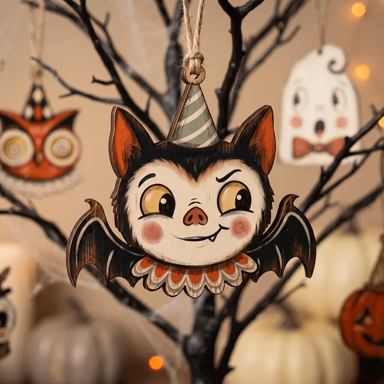 Halloween wooden board retro pattern decorative hangings vampire cute ghost Halloween decorative hangings