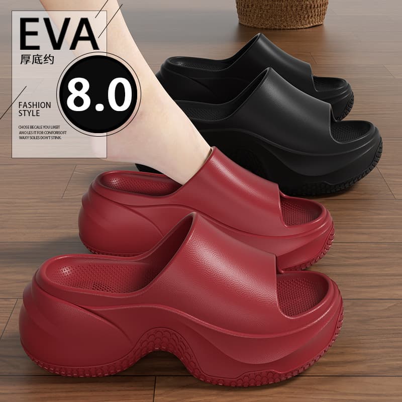 2026 New Thick-soled Sandals and Slippers for Summer Outerwear Non-slip EVA Korean Style Simple Increased Beach Straight-Sole Sandals and Slippers for Women