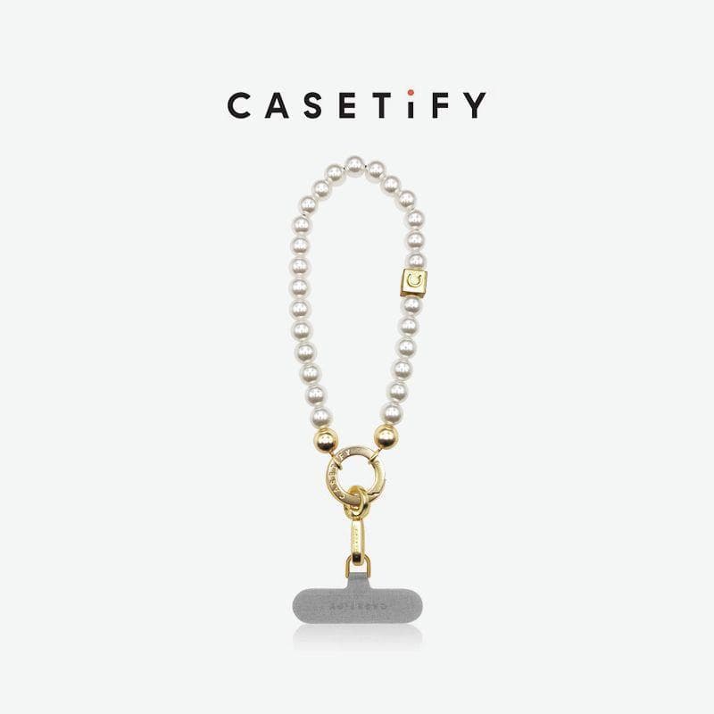 CASETiFY Pearl Style Wristband Phone Chain: Elegant Chanel-inspired Wrist Chain, Portable Phone Case Drag