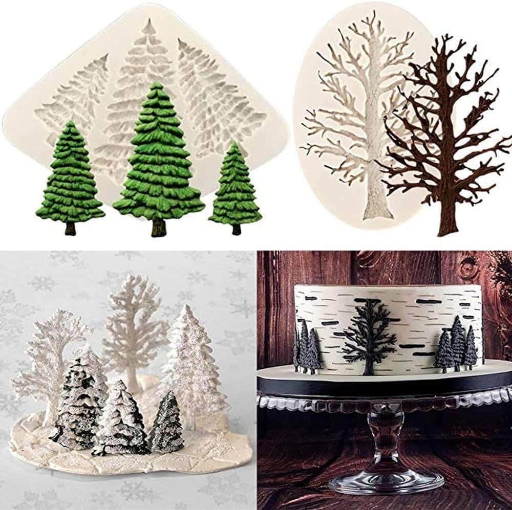 Wow Christmas Set Fondant Silicone Dry Pace Cake Decoration Mold Dead Tree Christmas Tree Chocolate Glue