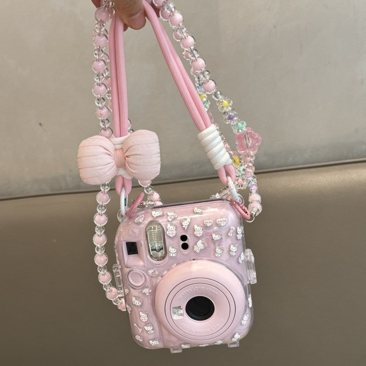 [mini12 Transparent Case] instax Crystal Case Instant Camera Hard Shell Protective Case with Chain Trendy