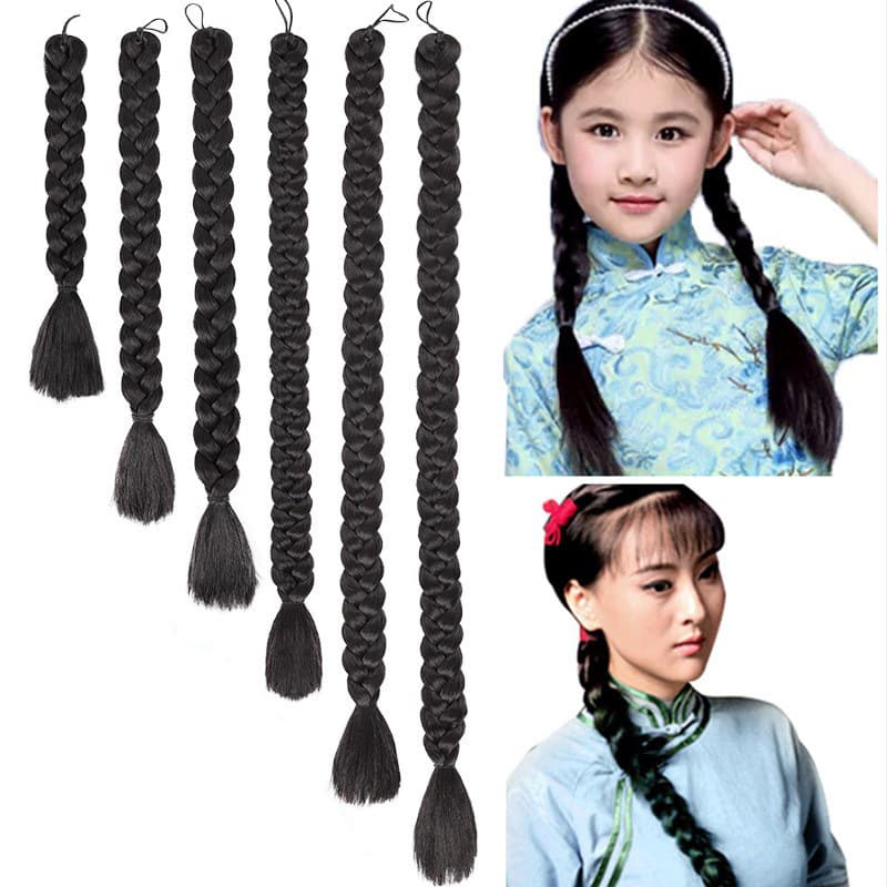 Braid Wig for Women Long Ponytail Braided Wig Children Braid Performance Bride Show Headdress Styling