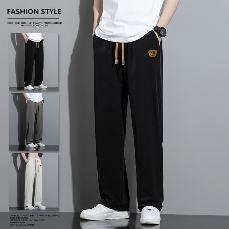 Oumaxi Amazon TEMU AliExpress Cross-border Casual Running Fitness Summer Bear Wide-leg Straight Long Pants