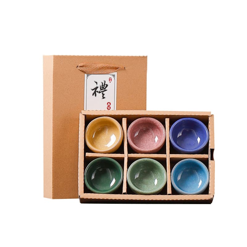 Creative ice cracked glaze tea cup ceramic master cup gift box Kung Fu tea set business souvenir opening promotional gift