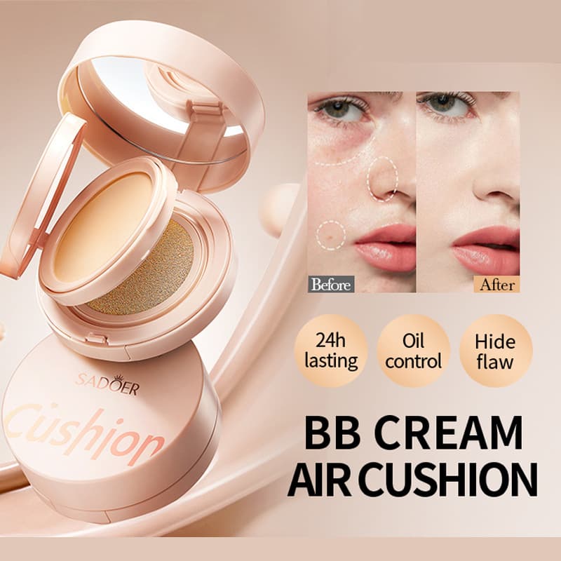 All-English SADOER Pressed Powder Cushion Luminous Flawless BB Cream 2-in-1 Concealer Foundation Cross-Border Foreign Trade Wholesale