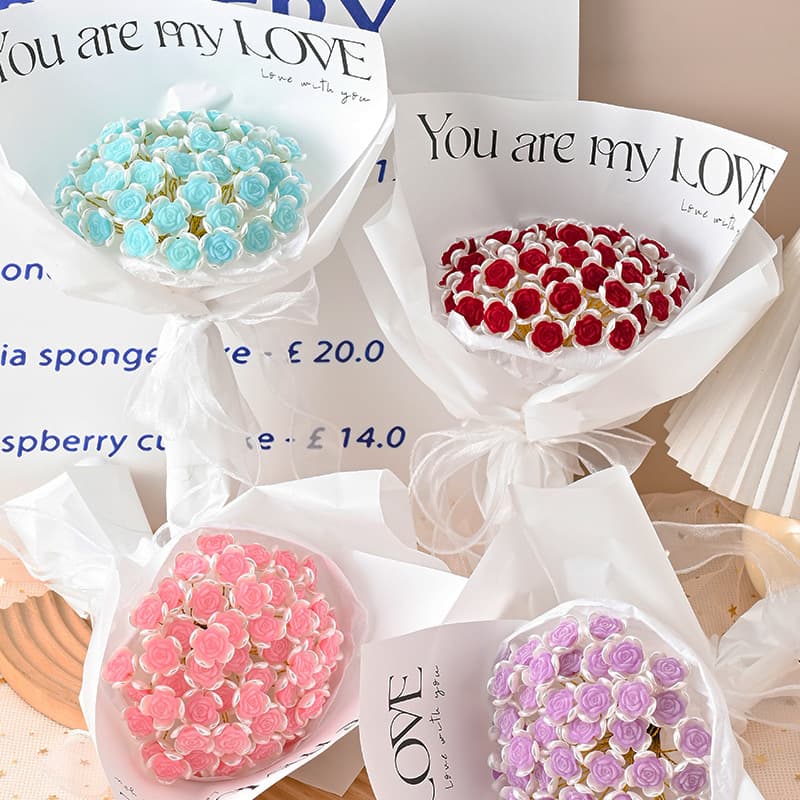 Non-Wilting Artificial Rose DIY Handmade Bouquet Material Kit Gift for Girlfriend 520 Valentine's Day