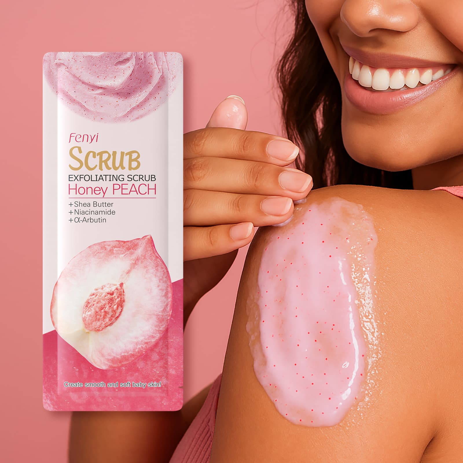 Cross-border FenYi Light Scent Body Scrub Peach 3g Trial Pack 1 Piece Body Cleansing Exfoliating