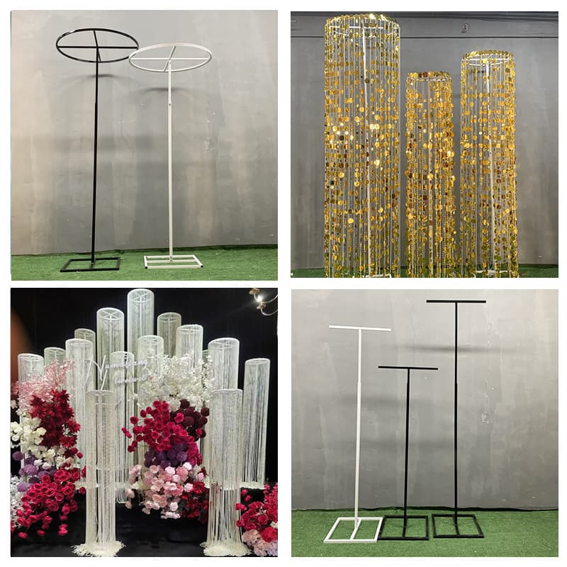 Wedding props line curtain sequin ring hanging ring wrought iron road guide telescopic shelf round garland wedding bead curtain decoration