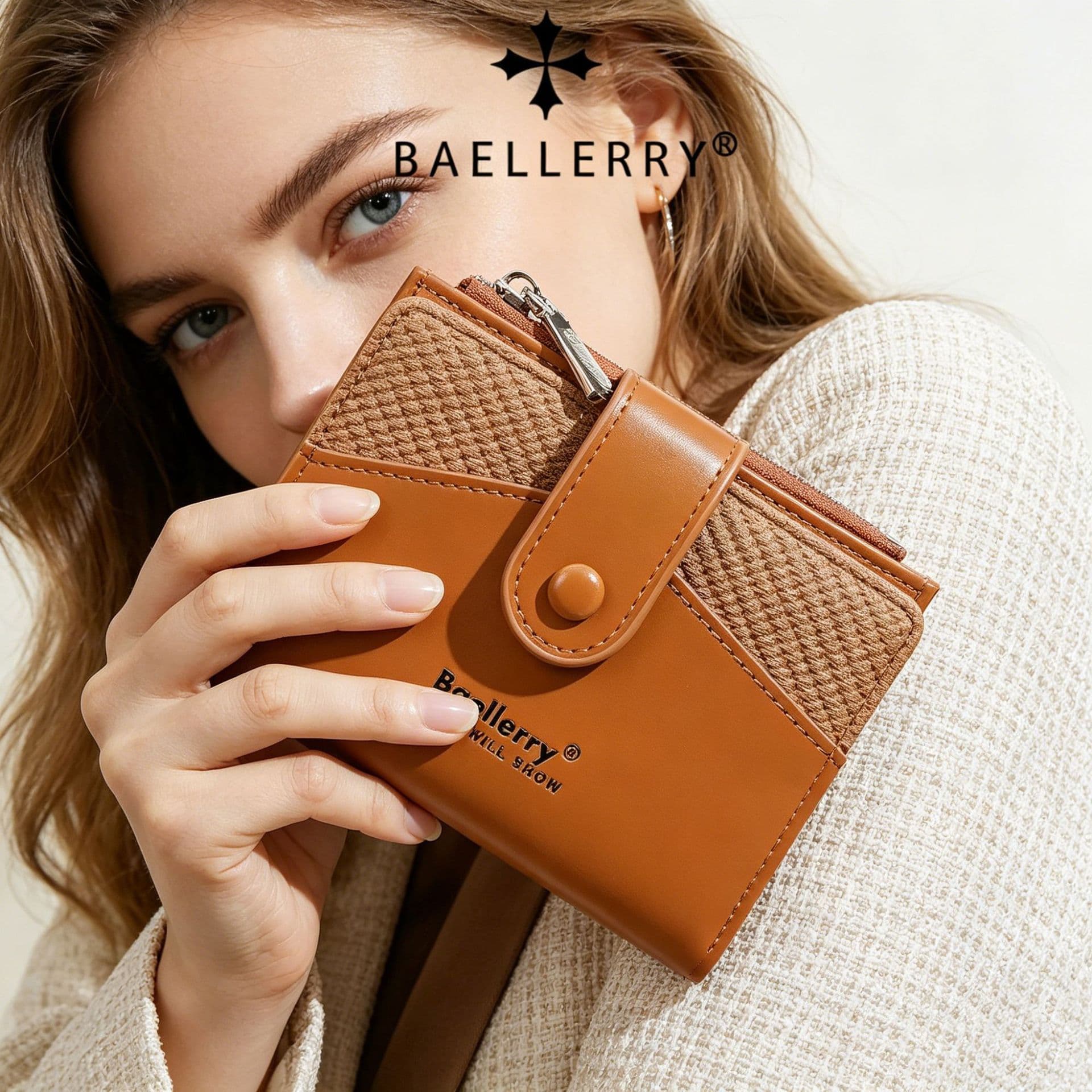 New Women's Wallet High-End Korean Style Two-Tone Short Wallet Fashion Zipper Multi-Card Slot Coin Purse Wholesale
