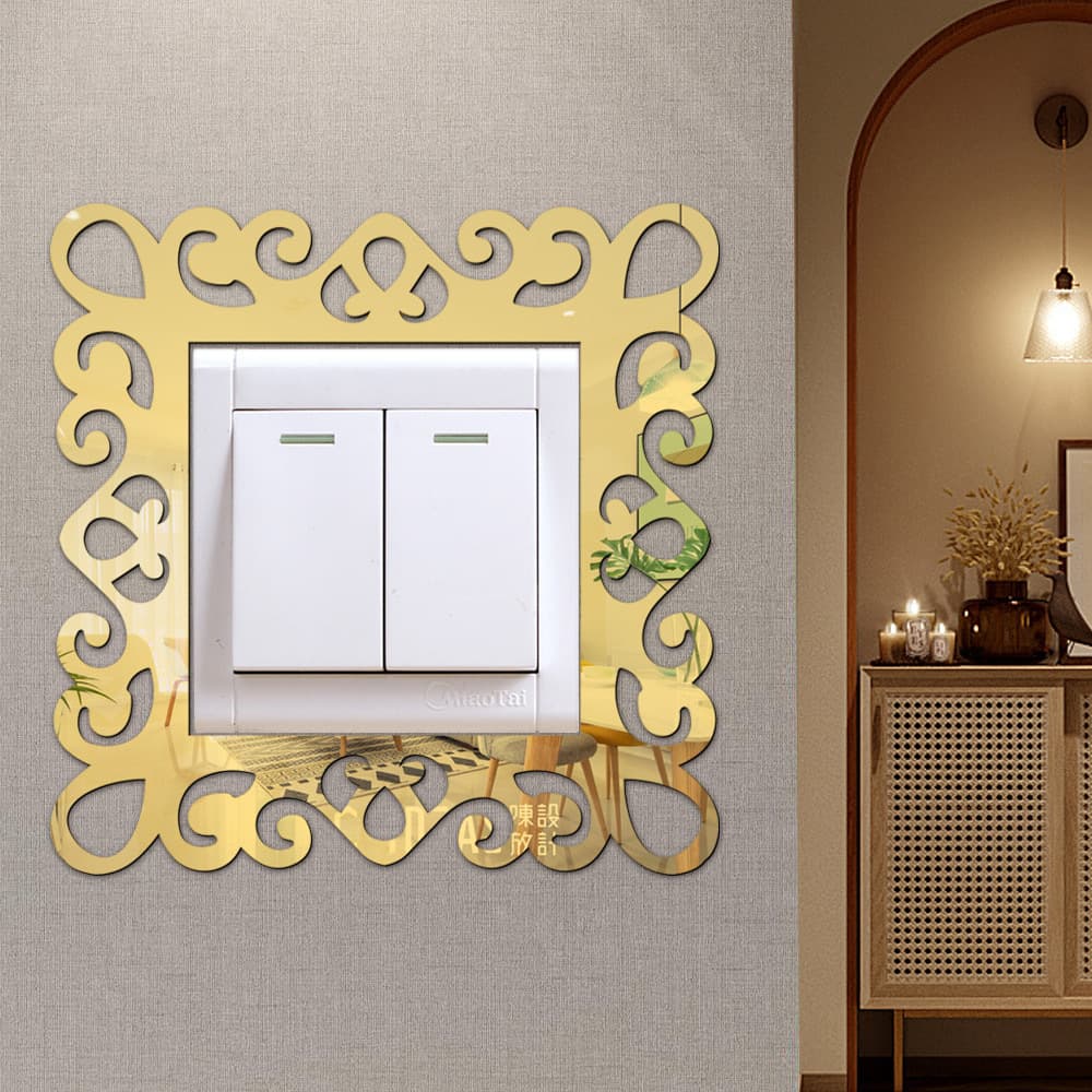 Cross-border lace acrylic switch mirror wall sticker living room bedroom switch personalized decoration self-adhesive wall sticker