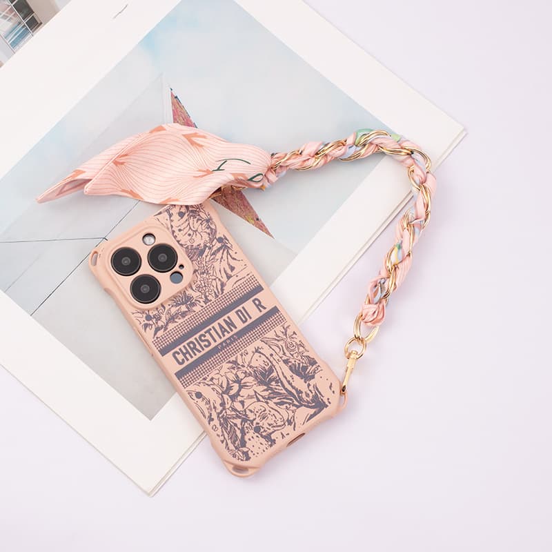 Woven Phone Lanyard Short Phone Case Chain Strap Scarf Anti-Loss Decorative Metal Buckle Couple Neck Strap