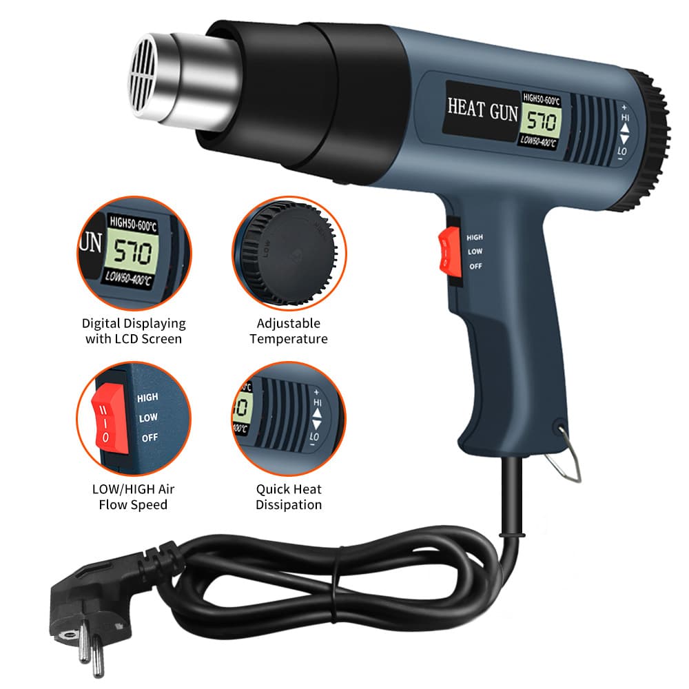 Cross-border high-power tile grout heater, wine sealing film hot air gun, plastic welding gun, car window tinting hot air gun, high wind power