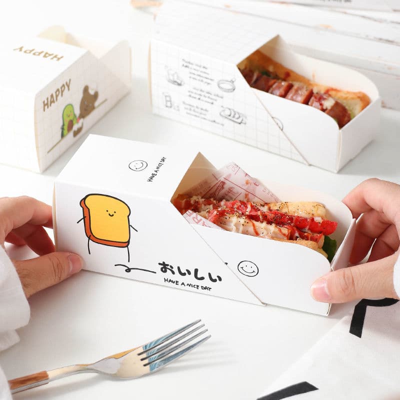 [Full Box] Box Internet-Famous Sandwich Drawer Packaging Box Thick Egg Toast Takeout Box Bento Box Disposable