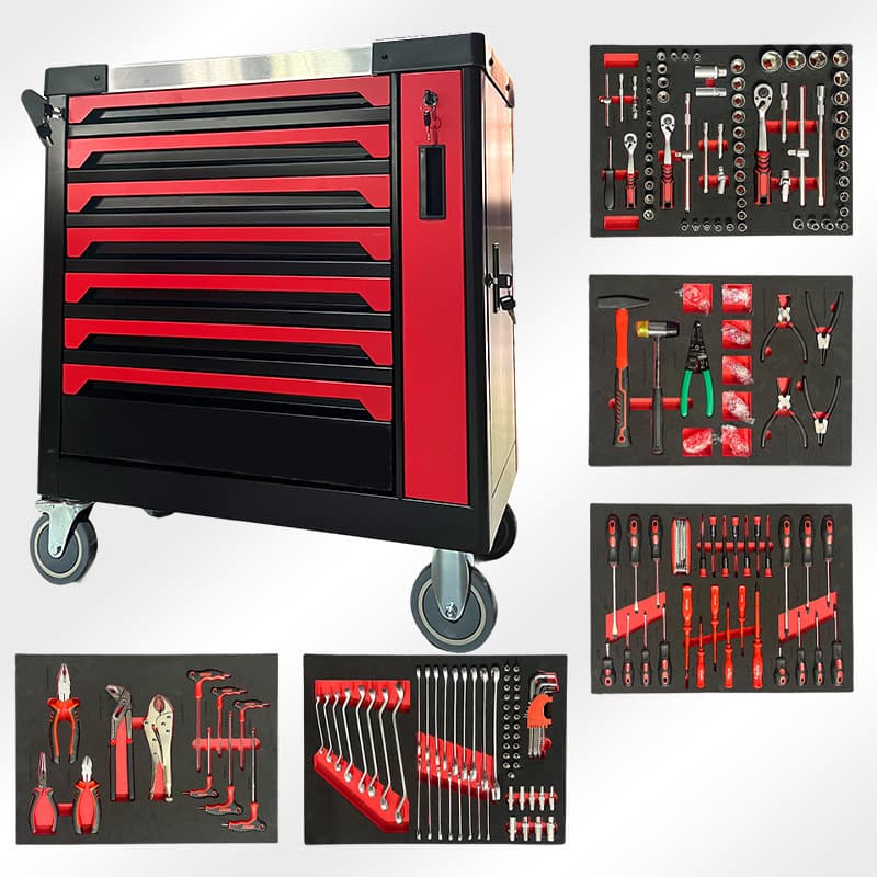 420-Piece Mechanical Tool Set, Trolley-Type Auto Repair Tool Cabinet, Seven-Layer Heavy-Duty Mobile Tool Cart