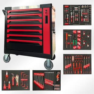 420-Piece Mechanical Tool Set, Trolley-Type Auto Repair Tool Cabinet, Seven-Layer Heavy-Duty Mobile Tool Cart