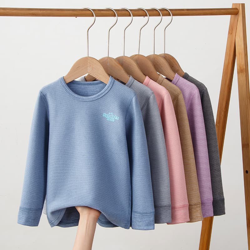 Children's Single Autumn Top Base Layer Velvet Medium/Large Kids Thermal Thickened Brushed Fleece Autumn/Winter New Wholesale Underwear