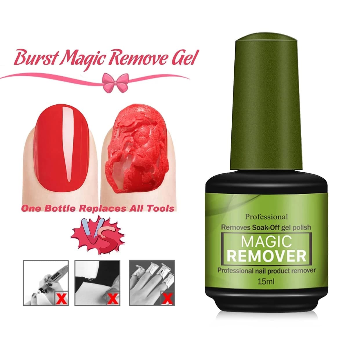 Explosive Nail Remover Gel - Magic Nail Dissolving Gel, Gentle & Fast Removal, No Damage to Nails, Cross-Border Supply