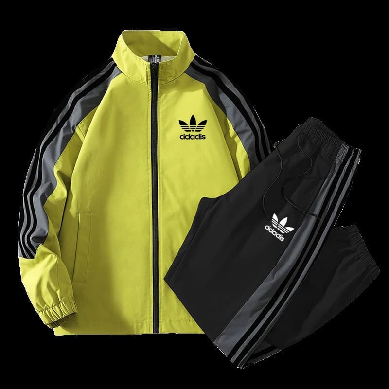 Men's 2025 Spring Stand Collar Sport Casual Suit Men's Cardigan Jacket Running Fitness Wear Two-Piece Set