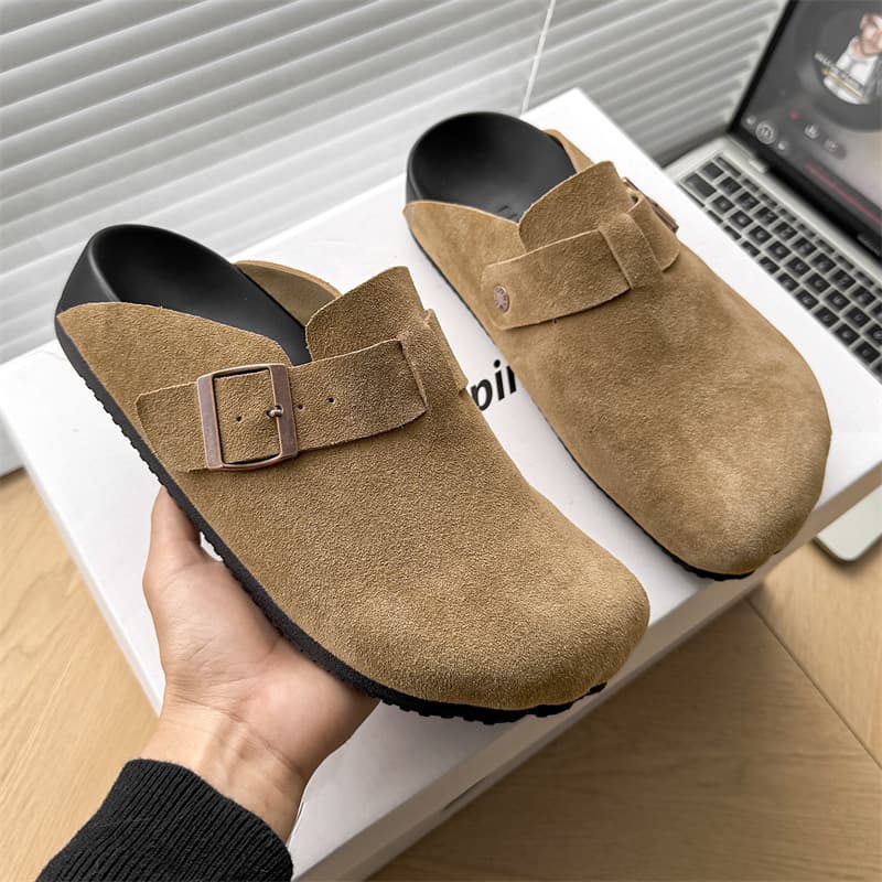 New Fishing Birkenstock Shoes Half-Support Men's Thick-Soled Fashionable Outer Wear Closed-Toe Slip-On Lazy Flat Sandals 55116-J