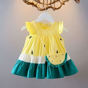 Girl's Korean Colored Dress Dopamine Girl Dress Colorful Summer Beach Dress