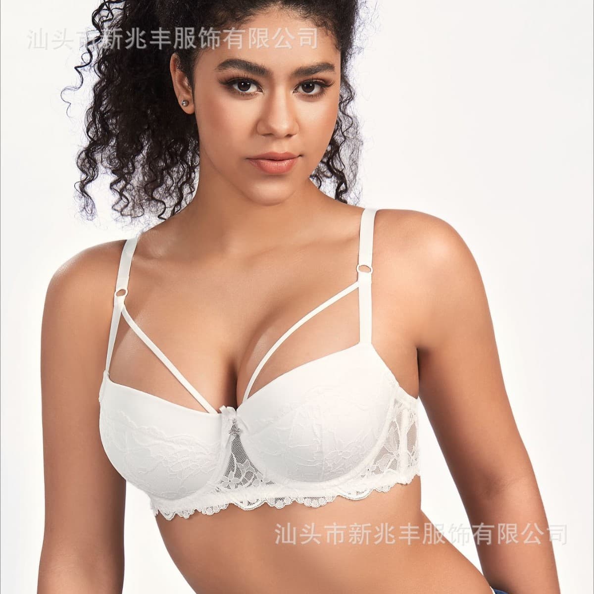 Cross-border Europe and America Adjustable Lace Bra Push-up Comfortable Side Shaping with Underwire
