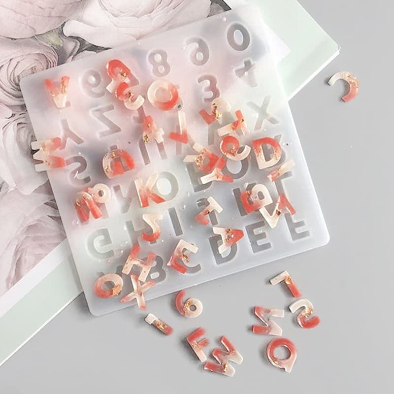 Cross-Border Crystal Glue English Pinyin Numbers Small Letters Silicone Mold Ornaments DIY Decoration Mini
