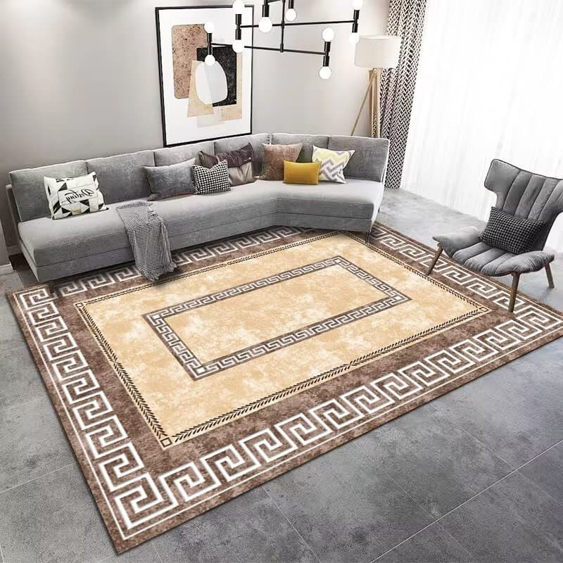 Living Room Carpet, Stain-Resistant and Easy to Clean, Large Area Full Coverage Floor Mat, Bedside Rug for Bedroom, New Chinese Style Crystal Velvet Carpet