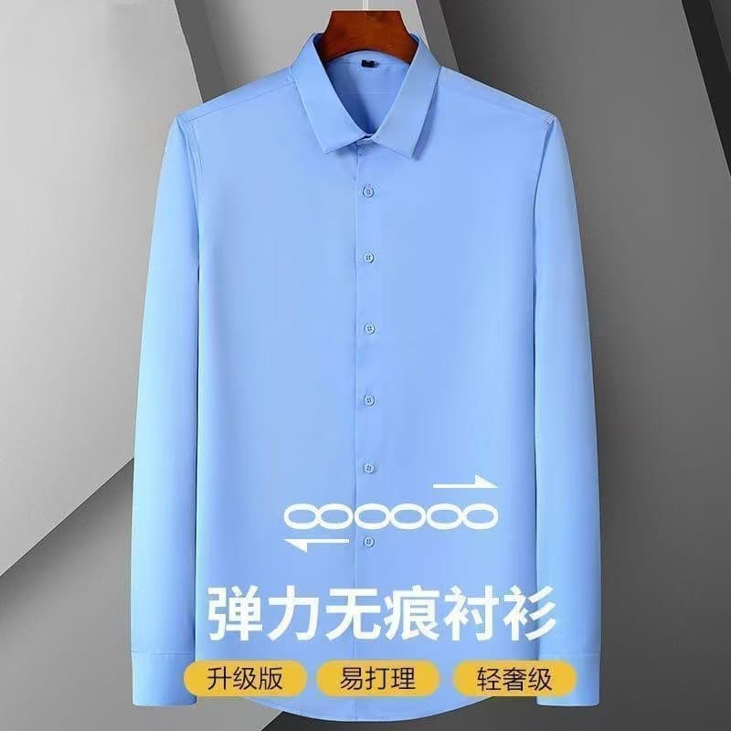 Factory Wholesale Spring Autumn Seamless Stretch Formal Shirt Men's Long Sleeve Young and Middle-Aged Business Casual Non-Iron Shirt