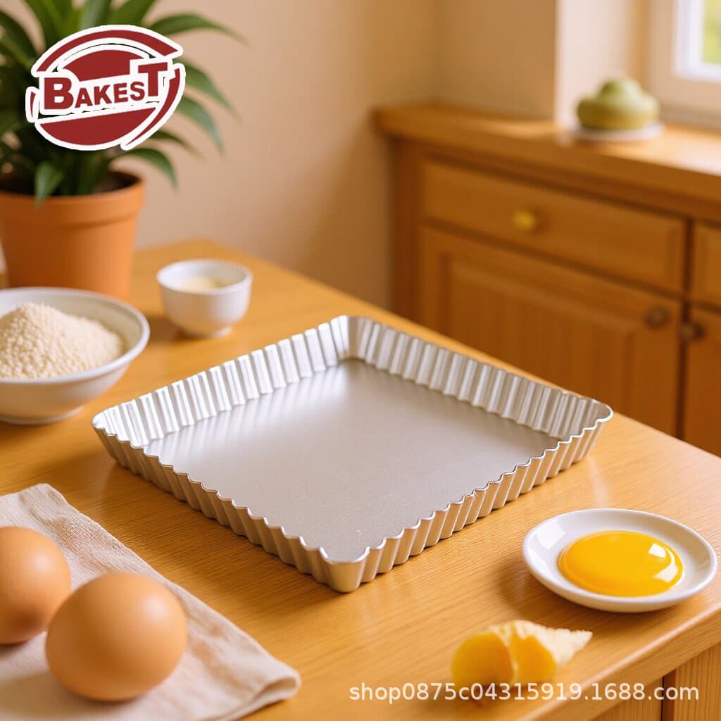 Anodized Aluminum Pizza Pan Square Cake Mold Thickened Non-Stick Fluted Tart Pan Baking Non-Stick Baking Tray