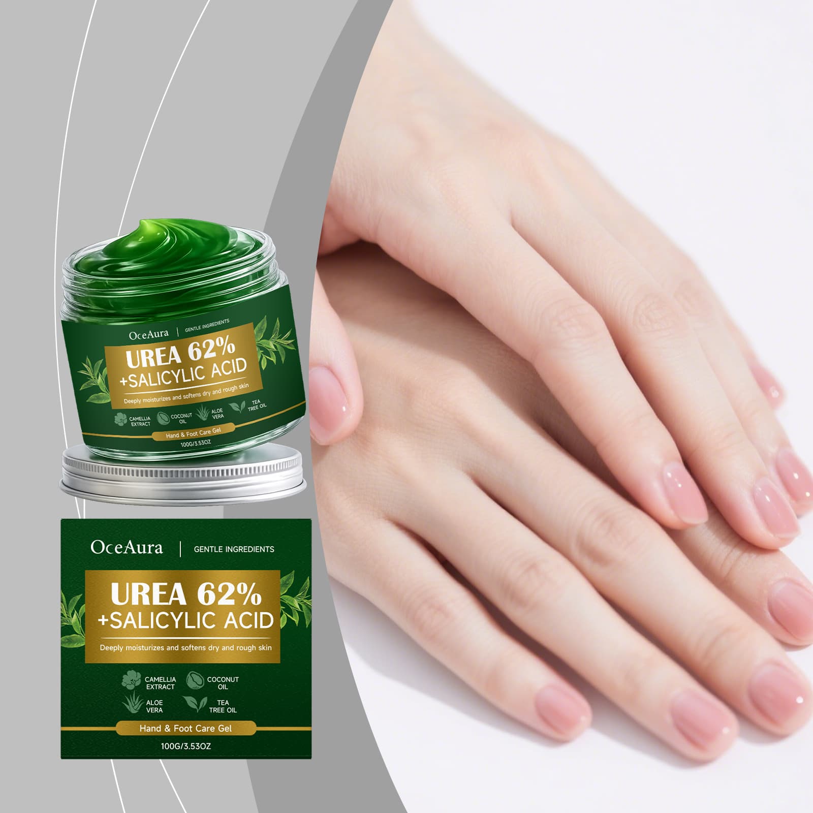 OceAura Hand and Foot Care Gel Gentle Care for Hands, Feet, and Nails with Glossy Nail Surface Nourishing Gel