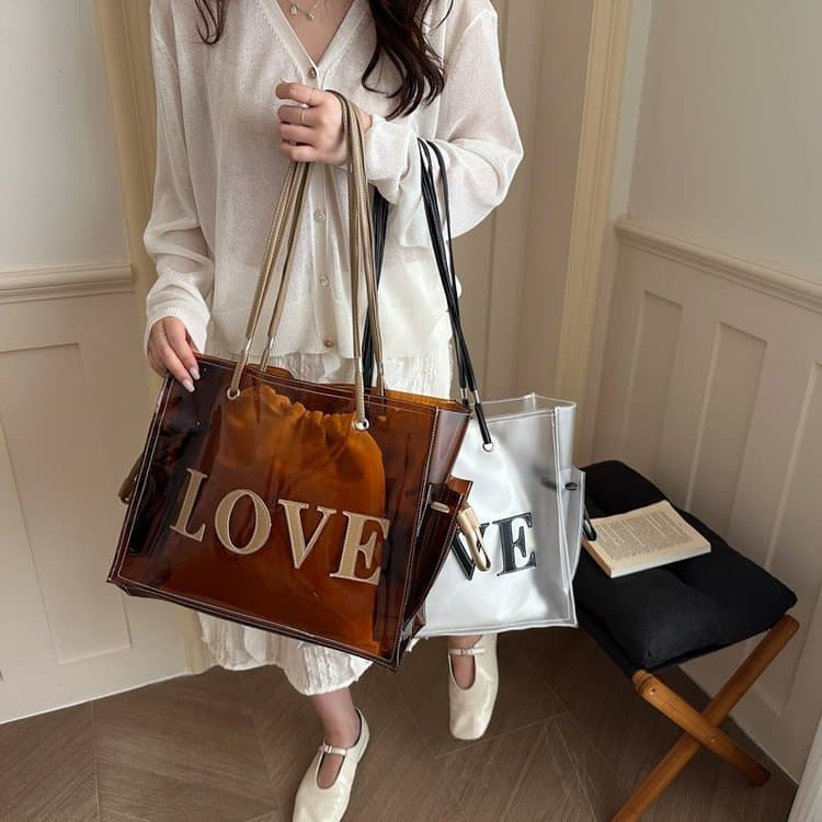 Tote bag large capacity transparent jelly shoulder crossbody bag trendy large bag 2026 new Korean style bag for women cross-border
