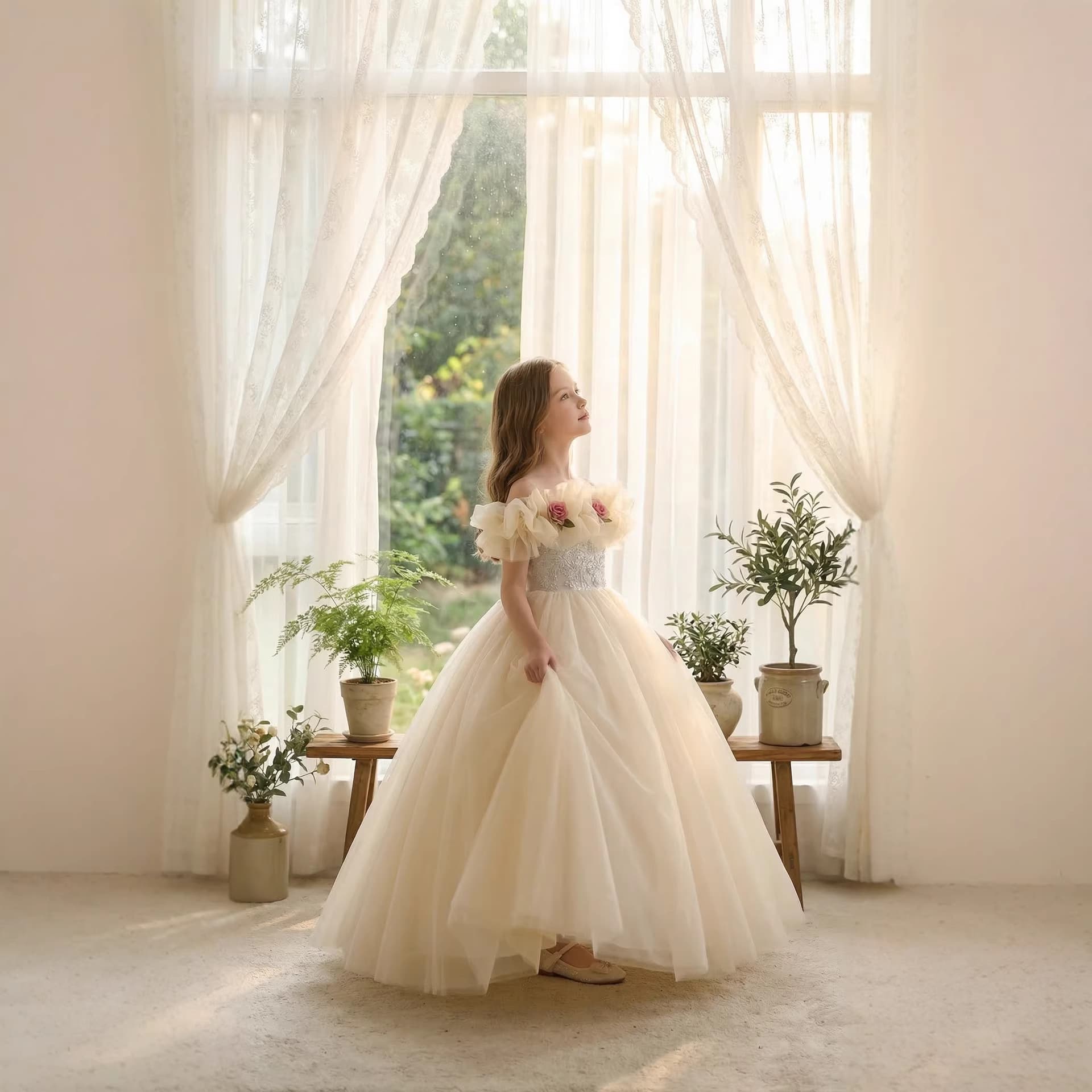 New Children's Formal Dress for Export, Unique Flower Girl Dress for Middle and Older Kids, Princess Dress for Photo Shoot and Hosting