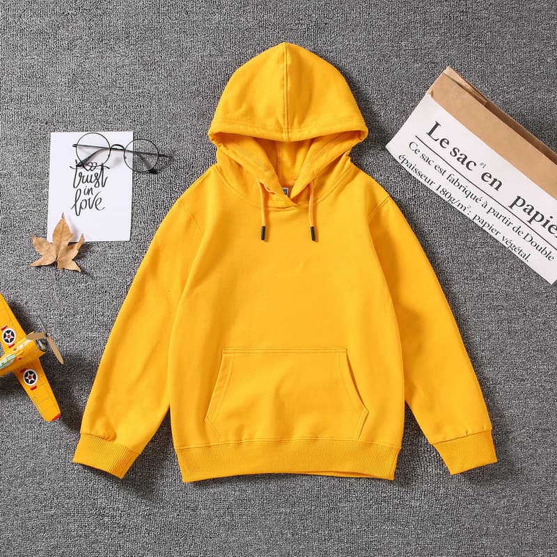 2024 Fall/Winter Parent-Child Matching Solid Color Kids Hooded Fleece Long Sleeve Sweatshirt Custom Logo Print