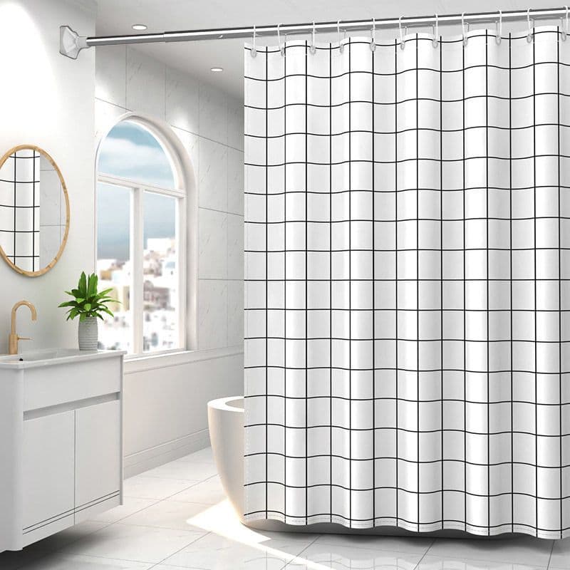 Bathroom Shower Curtain Set, No-Drill Waterproof Fabric, Magnetic Shower Curtain, Partition Curtain, Shower Screen