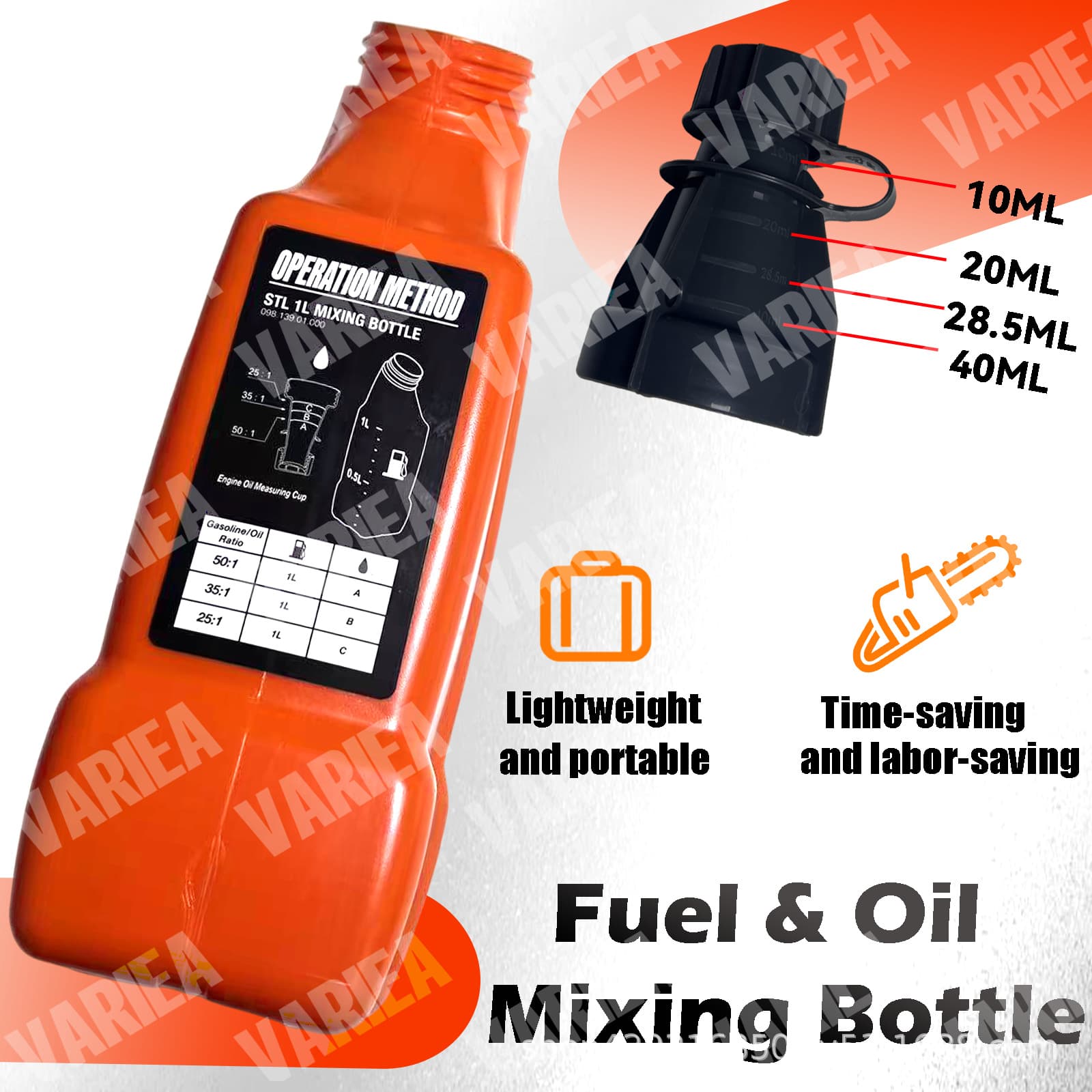 1-Liter Vertical Mixing Container for Chainsaws and Lawn Mowers