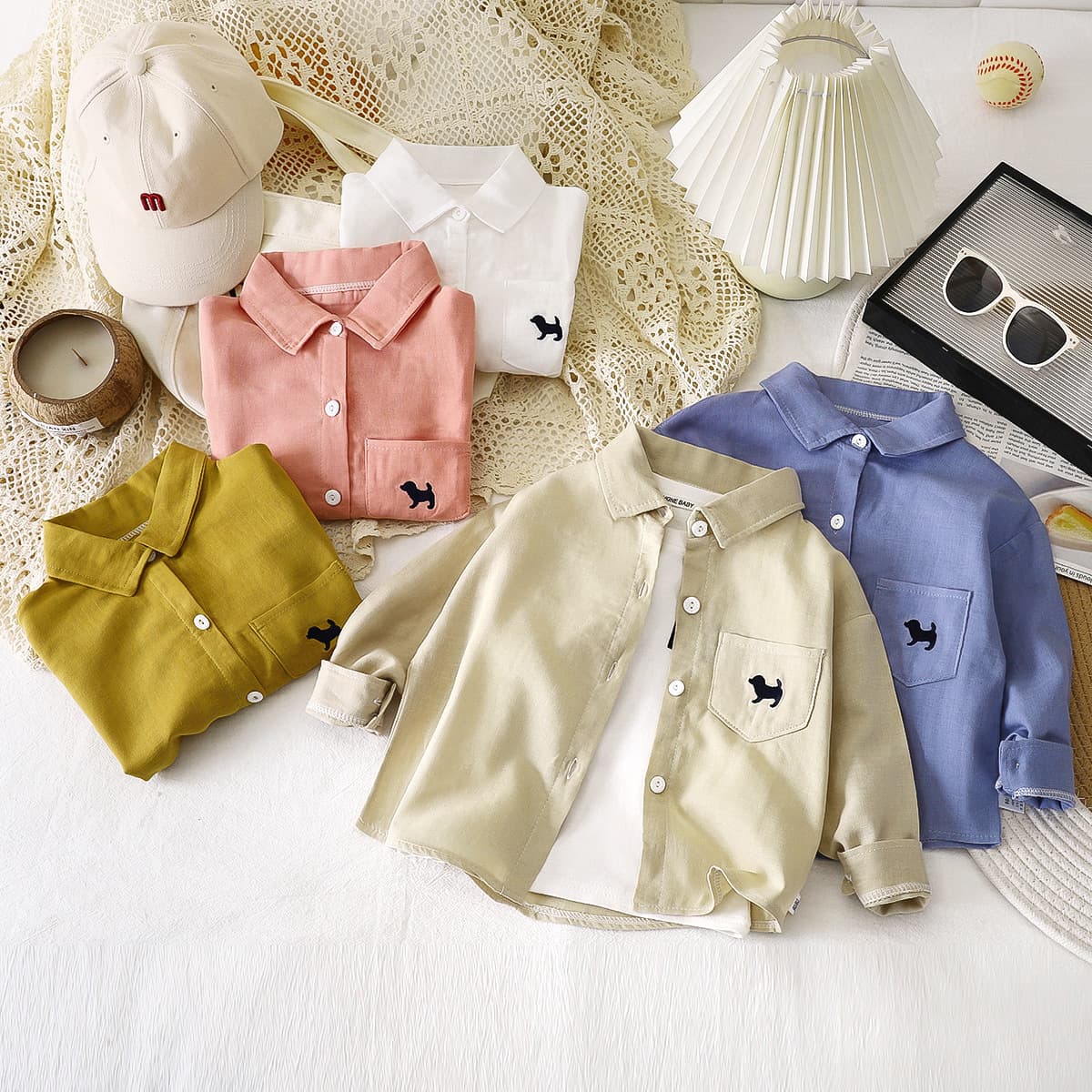 Children's long-sleeved shirt, new autumn style, boys' shirt, pure cotton lapel top, toddler cardigan, baby coat, children's clothing
