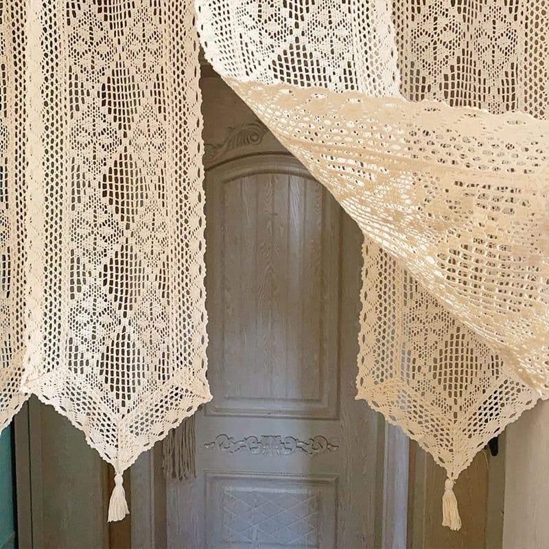 American Vintage Rustic Crochet Door Curtain Feng Shui Curtain Bathroom Hanging Kitchen Divider