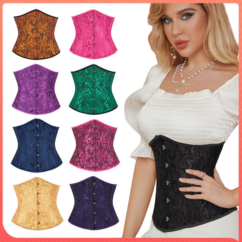 Multi-Color Vintage Pattern Corset Belt for Women Summer Short Waist Shaper Tummy Control Fishbone Jacquard Waist Cincher