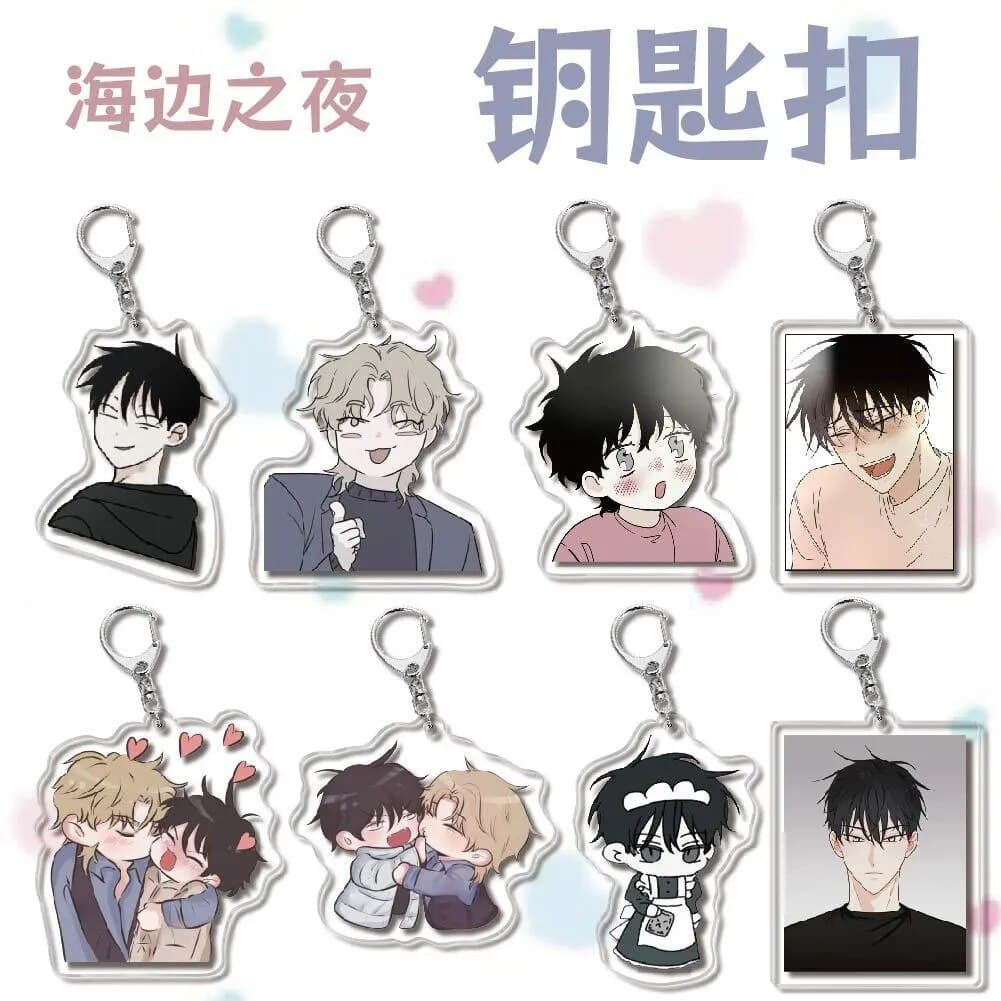 Animation peripherals Night at the seaside Acrylic keychain Student bag pendant 55cm double-sided sandwich pendant