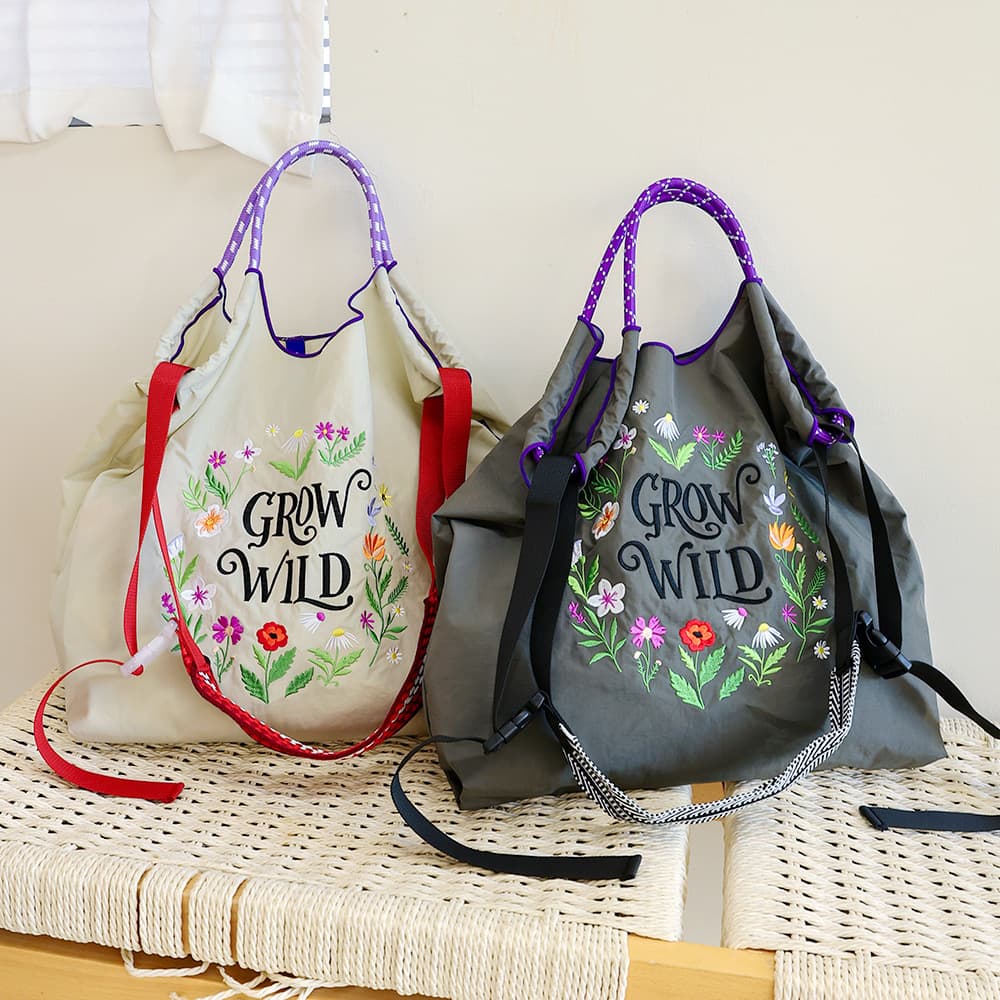 Embroidered Bag Autumn Women's Versatile Tote Nylon Small Shoulder Bag Commuter Crossbody Bag Large Capacity Canvas Bag