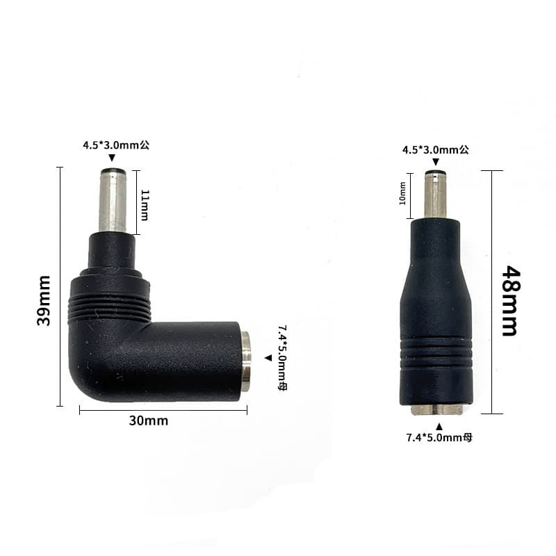 DC 4.5x3.0mm Female to 7.4x5.0mm Male Power Adapter for Dell HP Laptop